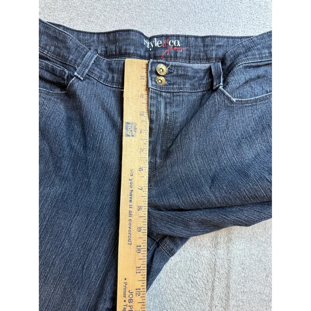 Style & Co Bootcut Jeans Womens 12 Dark Wash Blue Stretch Denim Double‎ Button